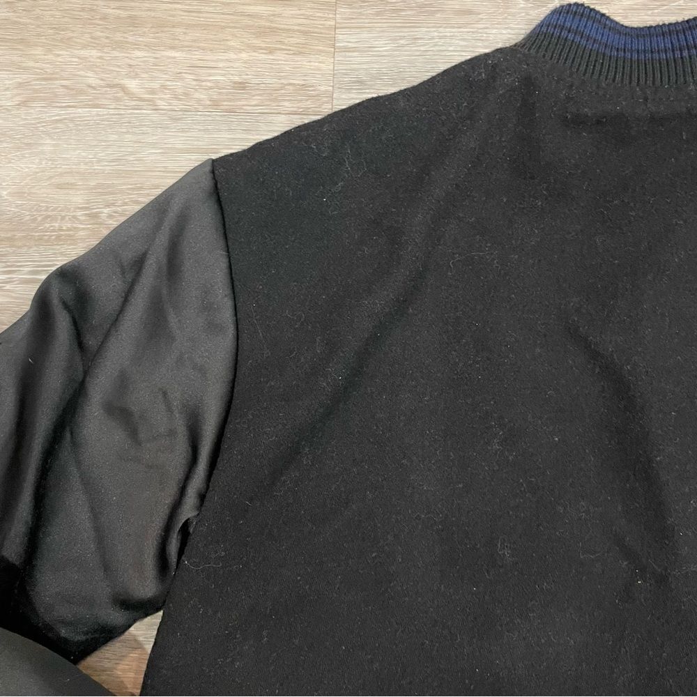 Stussi Black Wool long varsity jacket coat sz XS - Picture 11 of 12